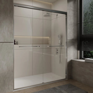 Aluminum Frame 56-60" x 72"  Double Sliding Shower Door in Brushed Nickel TONA Bathroom Furniture