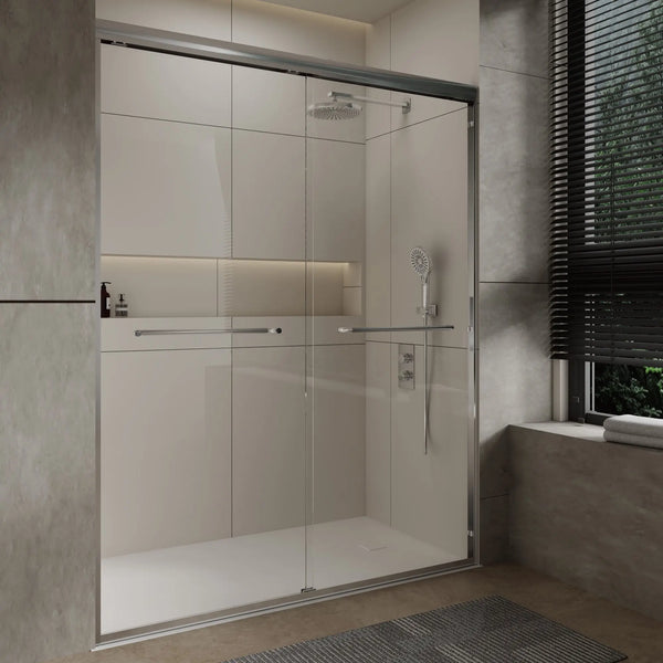 Aluminum Frame 56-60" x 72"  Double Sliding Shower Door in Brushed Nickel TONA Bathroom Furniture