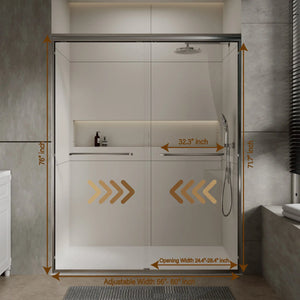 Aluminum Frame 56-60" x 72"  Double Sliding Shower Door in Brushed Nickel TONA Bathroom Furniture