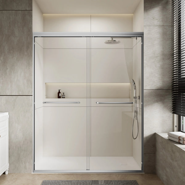 Aluminum Frame 56-60" x 72"  Double Sliding Shower Door in Brushed Nickel TONA Bathroom Furniture