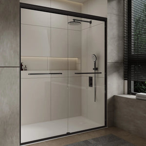 Aluminum Frame 56-60" x 72"  Double Sliding Shower Door in Matte Black TONA Bathroom Furniture