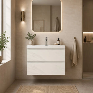 Angela 30'' Jazz White Floating Single Vanity with White Countertop TONA Bathroom Furniture
