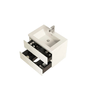 Angela 30'' Jazz White Floating Single Vanity with White Countertop TONA Bathroom Furniture