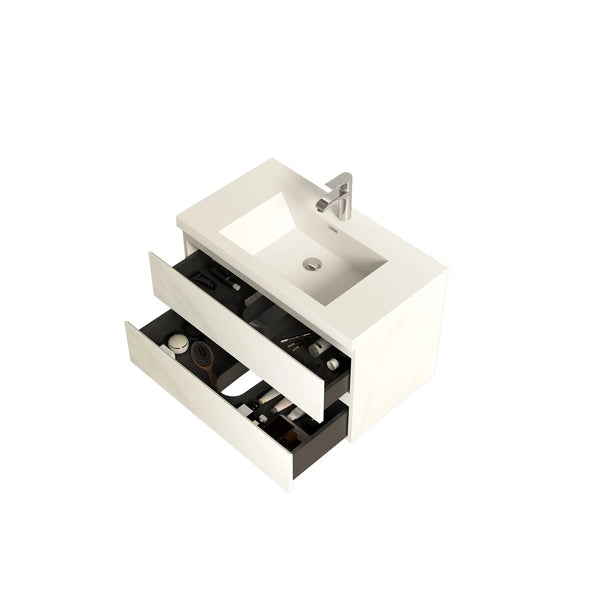 Angela 36'' Jazz White Floating Single Vanity with White Countertop TONA Bathroom Furniture