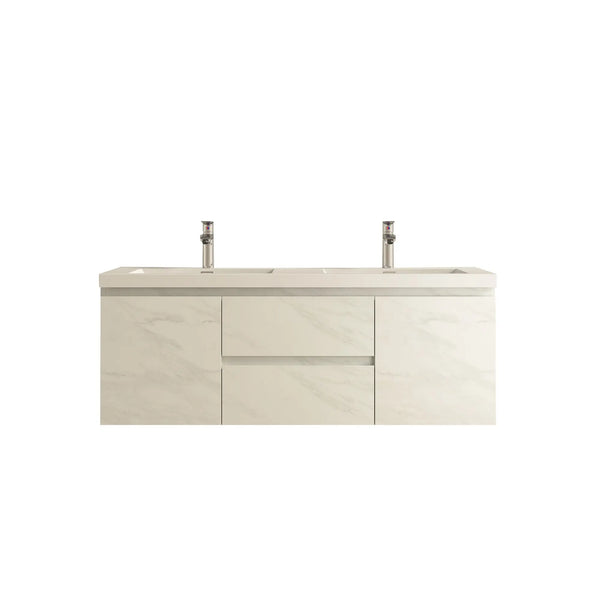 Angela 60'' Jazz White Floating Single Vanity with White Countertop TONA Bathroom Furniture