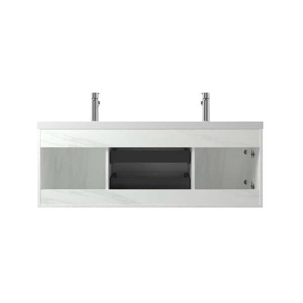 Angela 60'' Jazz White Floating Single Vanity with White Countertop