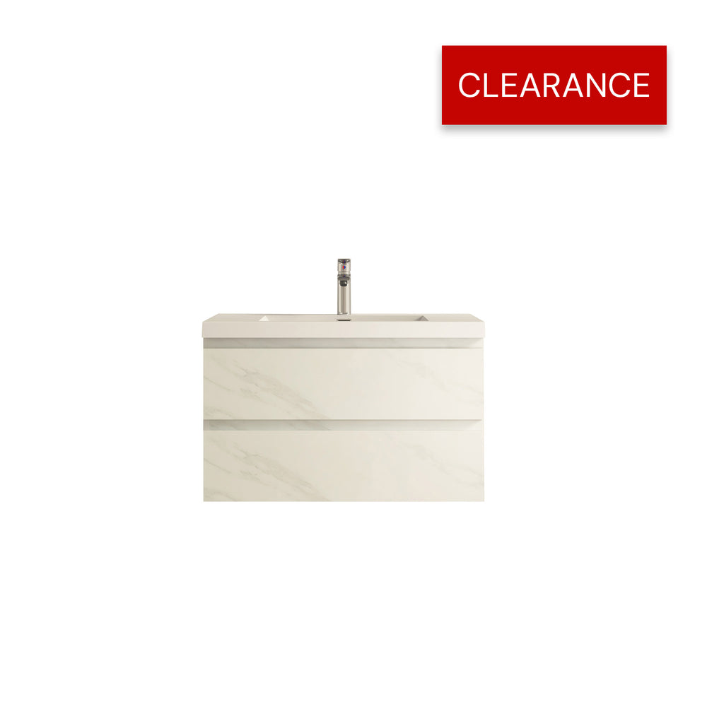 Angela 36'' Jazz White Floating Single Vanity with White Countertop