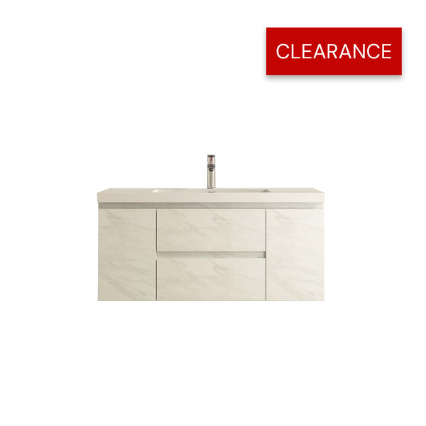 Angela 48'' Jazz White Floating Single Vanity with White Countertop