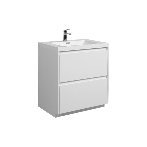Angela-T 24'' Single Sink Bathroom Vanity with White Countertop in HG.White