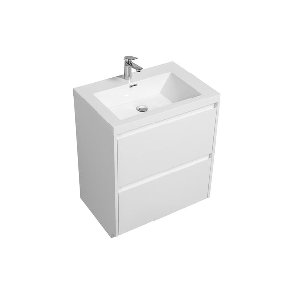 Angela-T 24'' Single Sink Bathroom Vanity with White Countertop in HG.White