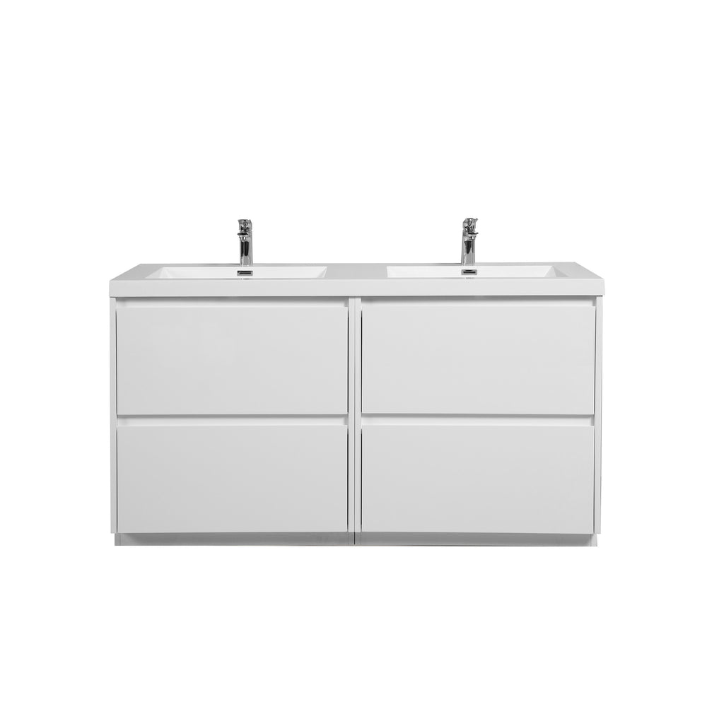 Angela-T 48'' Double Sink Bathroom Vanity with White Countertop in HG.White