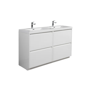 Angela-T 48'' Double Sink Bathroom Vanity with White Countertop in HG.White