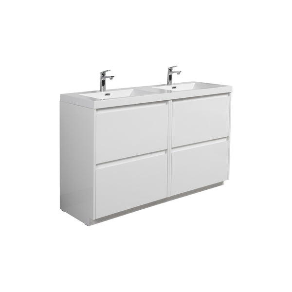 Angela-T 48'' Double Sink Bathroom Vanity with White Countertop in HG.White