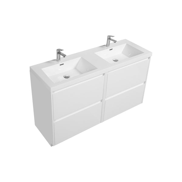 Angela-T 48'' Double Sink Bathroom Vanity with White Countertop in HG.White