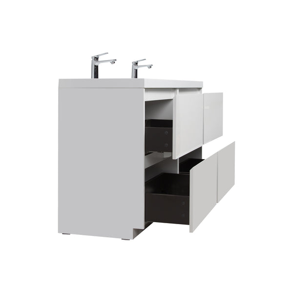 Angela-T 48'' Double Sink Bathroom Vanity with White Countertop in HG.White