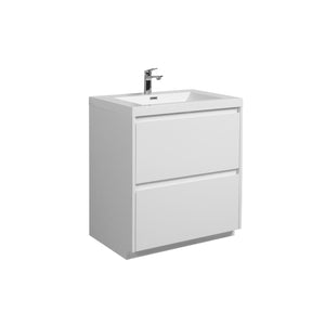Angela-T 30'' Single Sink Bathroom Vanity with White Countertop in HG.White