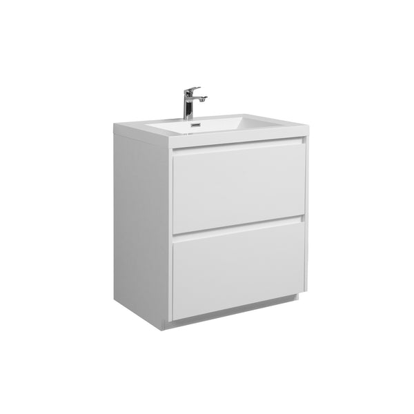Angela-T 30'' Single Sink Bathroom Vanity with White Countertop in HG.White