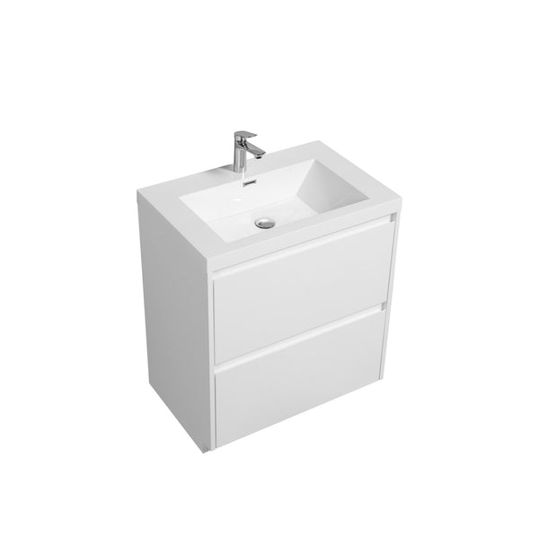 Angela-T 30'' Single Sink Bathroom Vanity with White Countertop in HG.White