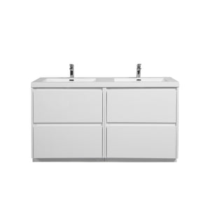 Angela-T 60'' Double Sink Dual-Unit Design Bathroom Vanity with White Countertop in HG.White