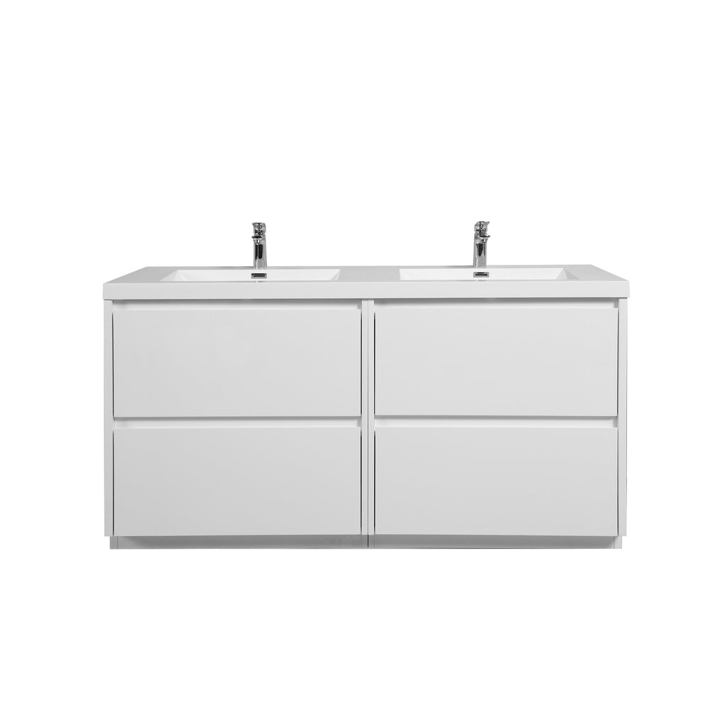 Angela-T 72'' Double Sink Dual-Unit Design Bathroom Vanity with White Countertop in HG.White