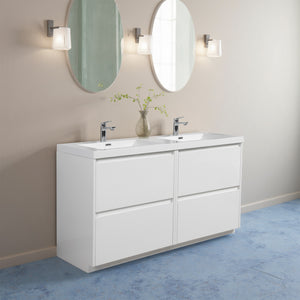 Angela-T 72'' Double Sink Dual-Unit Design Bathroom Vanity with White Countertop in HG.White