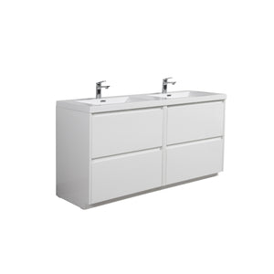 Angela-T 72'' Double Sink Dual-Unit Design Bathroom Vanity with White Countertop in HG.White