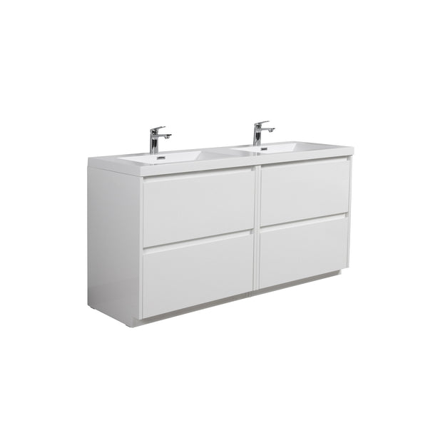 Angela-T 72'' Double Sink Dual-Unit Design Bathroom Vanity with White Countertop in HG.White