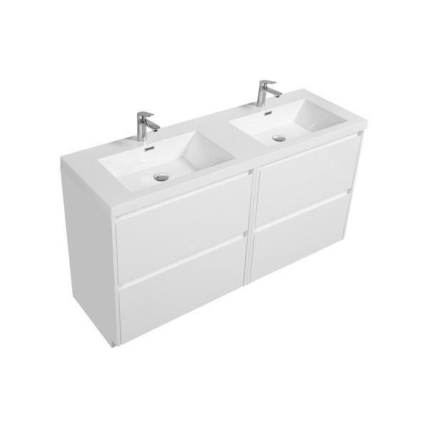 Angela-T 72'' Double Sink Dual-Unit Design Bathroom Vanity with White Countertop in HG.White