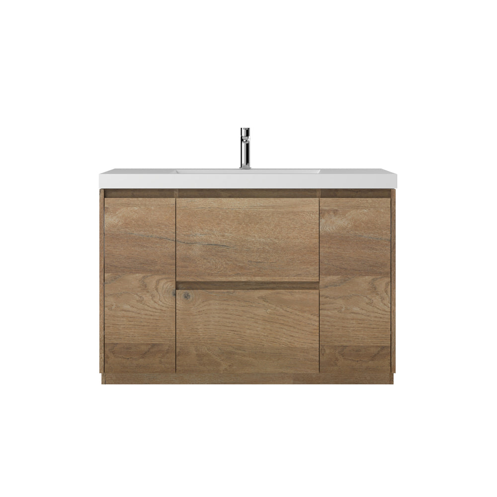 Angela-T 48'' Single Sink Bathroom Vanity with White Countertop in Natural Oak