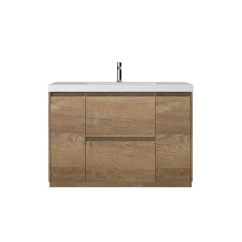 Angela-T 48'' Single Sink Bathroom Vanity with White Countertop in Natural Oak