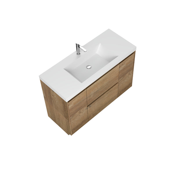 Angela-T 48'' Single Sink Bathroom Vanity with White Countertop in Natural Oak
