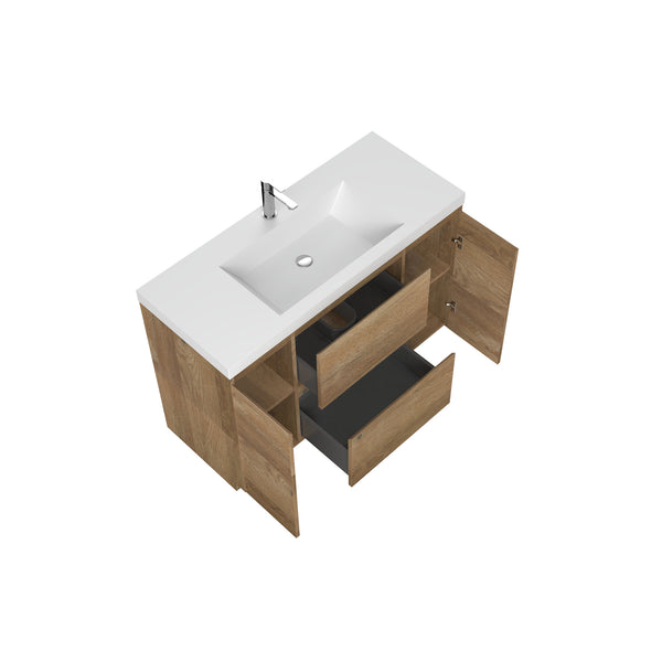 Angela-T 48'' Single Sink Bathroom Vanity with White Countertop in Natural Oak