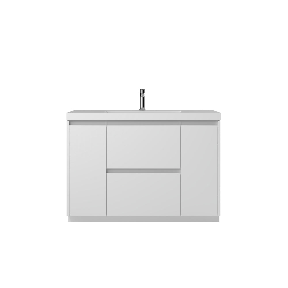 Angela-T 48'' Single Sink Bathroom Vanity with White Countertop in HG.White