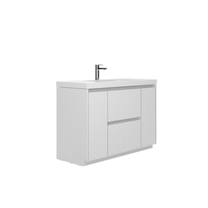 Angela-T 48'' Single Sink Bathroom Vanity with White Countertop in HG.White