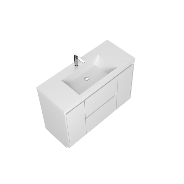 Angela-T 48'' Single Sink Bathroom Vanity with White Countertop in HG.White