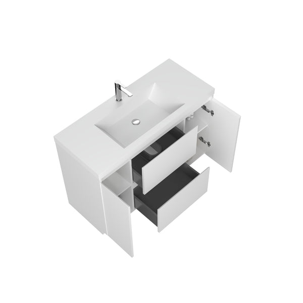 Angela-T 48'' Single Sink Bathroom Vanity with White Countertop in HG.White