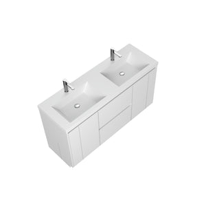 Angela-T 60'' Double Sink Integrated Bathroom Vanity with White Countertop in HG.White