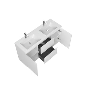 Angela-T 60'' Double Sink Integrated Bathroom Vanity with White Countertop in HG.White