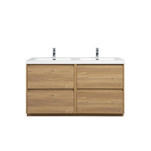 Angela-T 48'' Double Sink Bathroom Vanity with White Countertop in Natural Oak TONA Bathroom Furniture