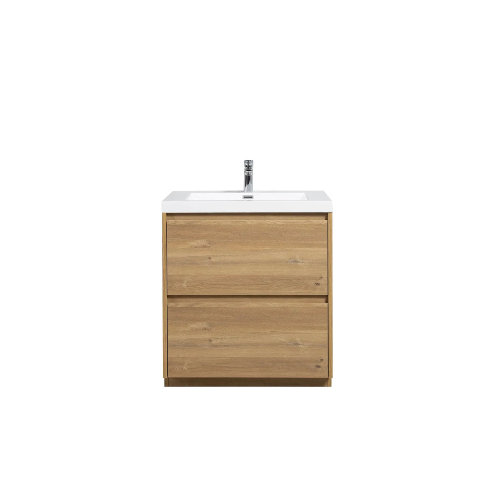 Angela-T 30'' Single Sink Bathroom Vanity with White Countertop in Natural Oak TONA Bathroom Furniture