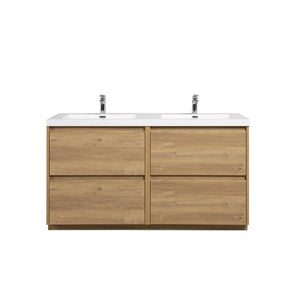 Angela-T 60'' Double Sink Dual-Unit Design Bathroom Vanity with White Countertop in Natural Oak TONA Bathroom Furniture