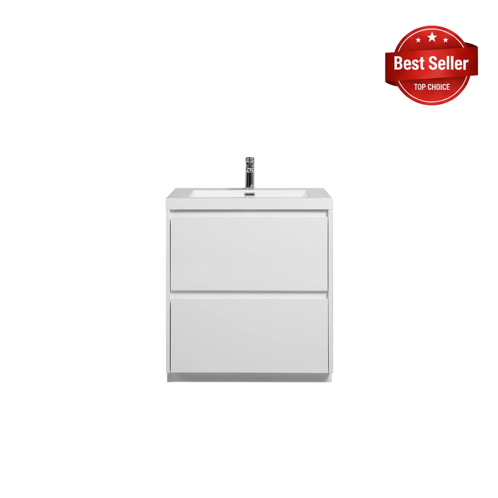 Angela-T 30'' Single Sink Bathroom Vanity with White Countertop in HG.White TONA Bathroom Furniture