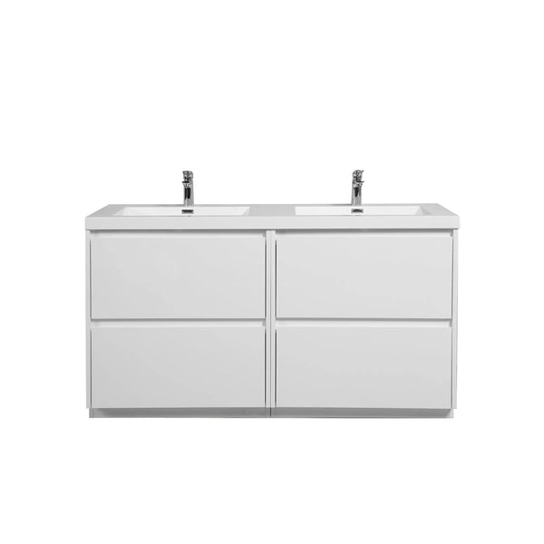 Angela-T 60'' Double Sink Dual-Unit Design Bathroom Vanity with White Countertop in HG.White TONA Bathroom Furniture