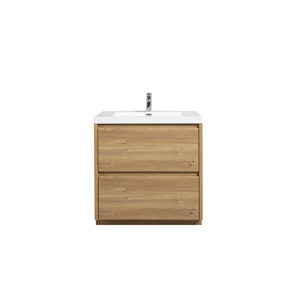 Angela-T 36'' Single Sink Bathroom Vanity with White Countertop in Natural Oak TONA Bathroom Furniture