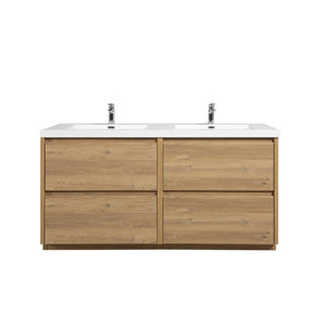 Angela-T 72'' Double Sink Dual-Unit Design Bathroom Vanity with White Countertop in Natural Oak TONA Bathroom Furniture