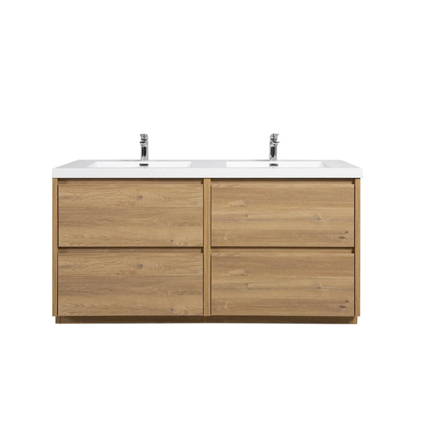 Angela-T 72'' Double Sink Dual-Unit Design Bathroom Vanity with White Countertop in Natural Oak TONA Bathroom Furniture