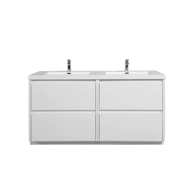 Angela-T 72'' Double Sink Dual-Unit Design Bathroom Vanity with White Countertop in HG.White TONA Bathroom Furniture