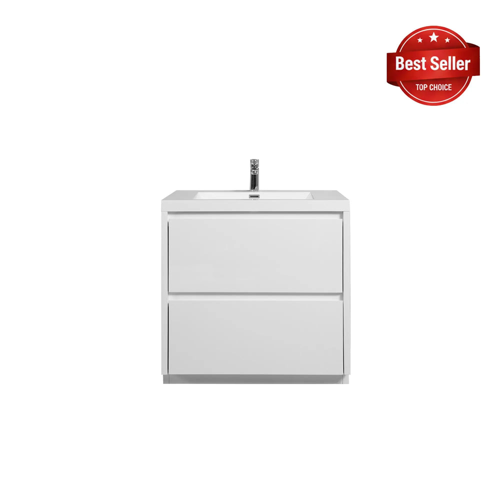 Angela-T 36'' Single Sink Bathroom Vanity with White Countertop in HG.White TONA Bathroom Furniture