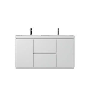 Angela-T 60'' Double Sink Integrated Bathroom Vanity with White Countertop in HG.White TONA Bathroom Furniture