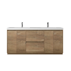 Angela-T 72'' Double Sink Integrated Bathroom Vanity with White Countertop in Natural Oak TONA Bathroom Furniture